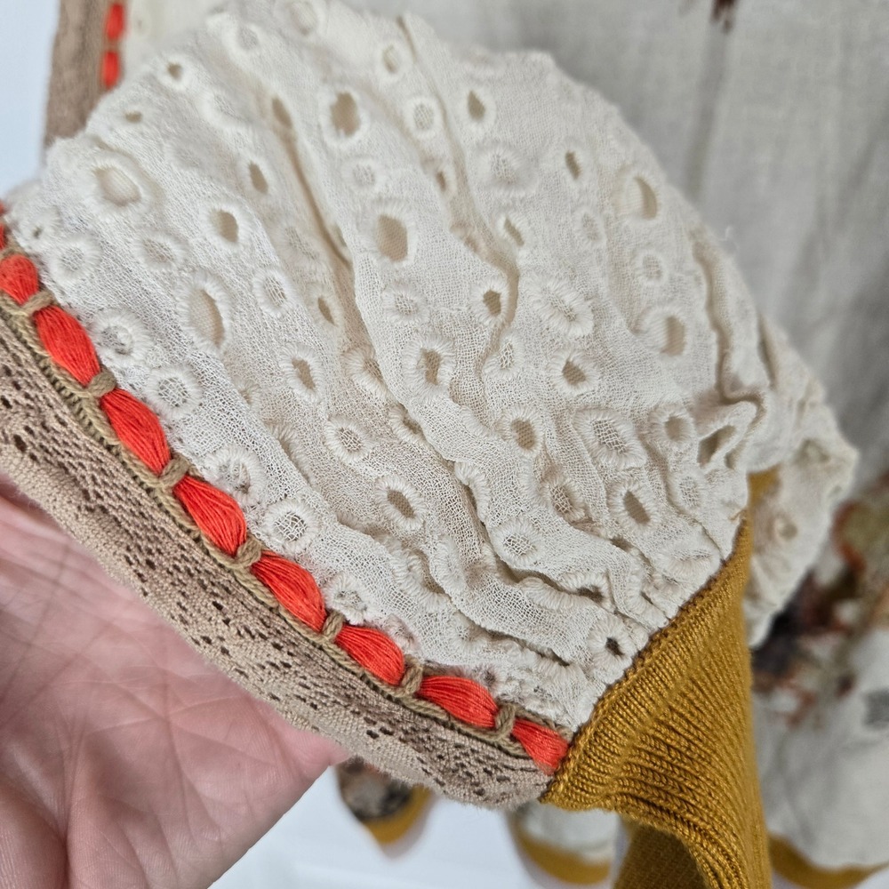 Blank London Top Small Beige Floral Boho Balloon Sleeve Knit Casual Soft Cozy - Picture 15 of 15
